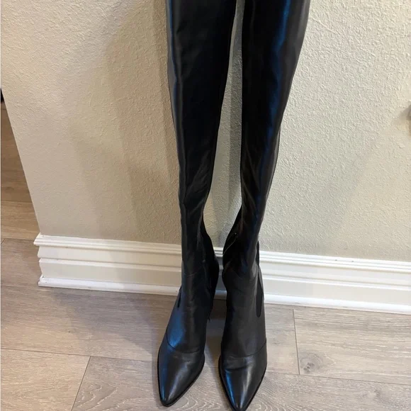 Genuine Black Leather Over the Knee Boots - EUC - Picture 2 of 6